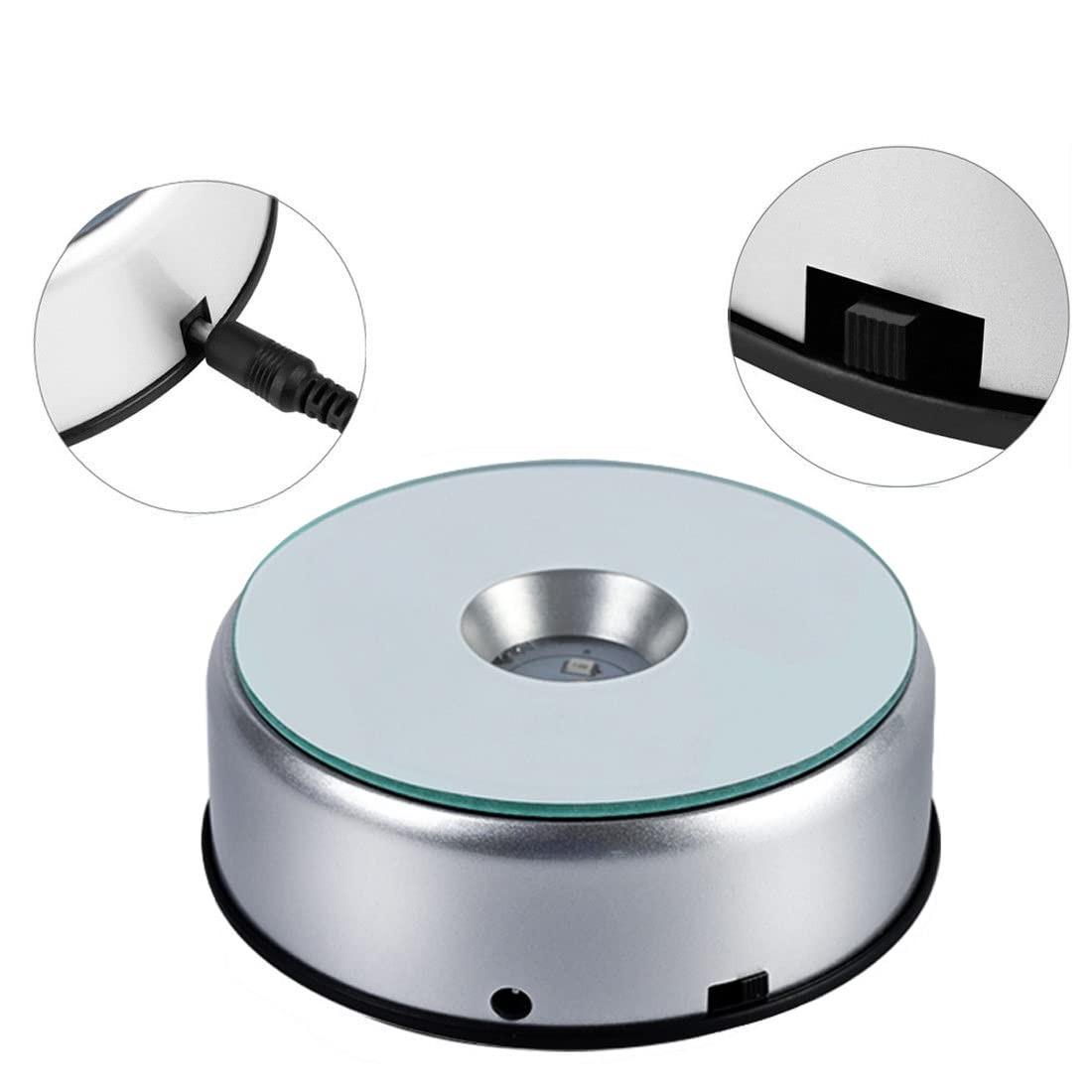 7 LED Display Base Rotating Crystal Glass Display Stand for Tumbler Cups