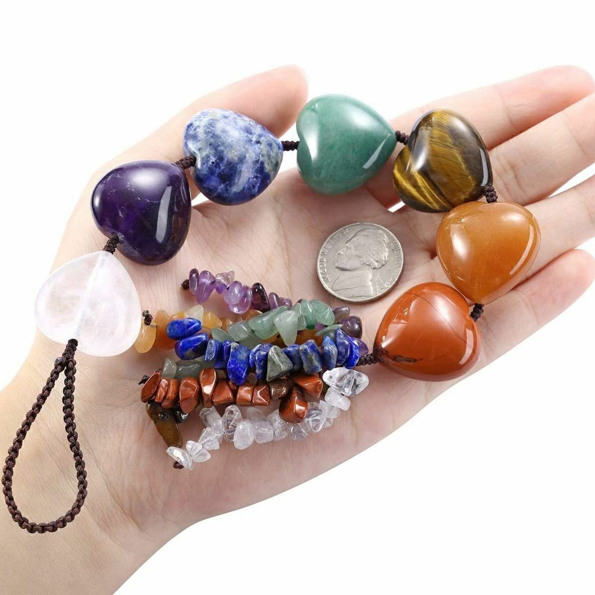 7 Chakra Gemstone Ornament Tassel Shui Hanging Feng Stones Home Cars Decor