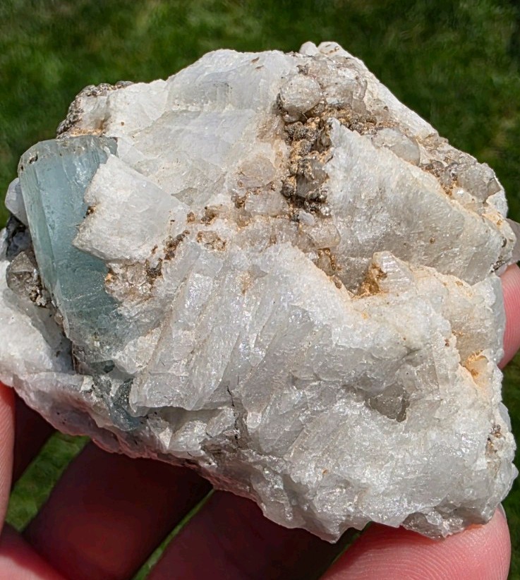 Aquamarine Crystal on White Feldspar Matrix — Natural Mineral Display Specimen