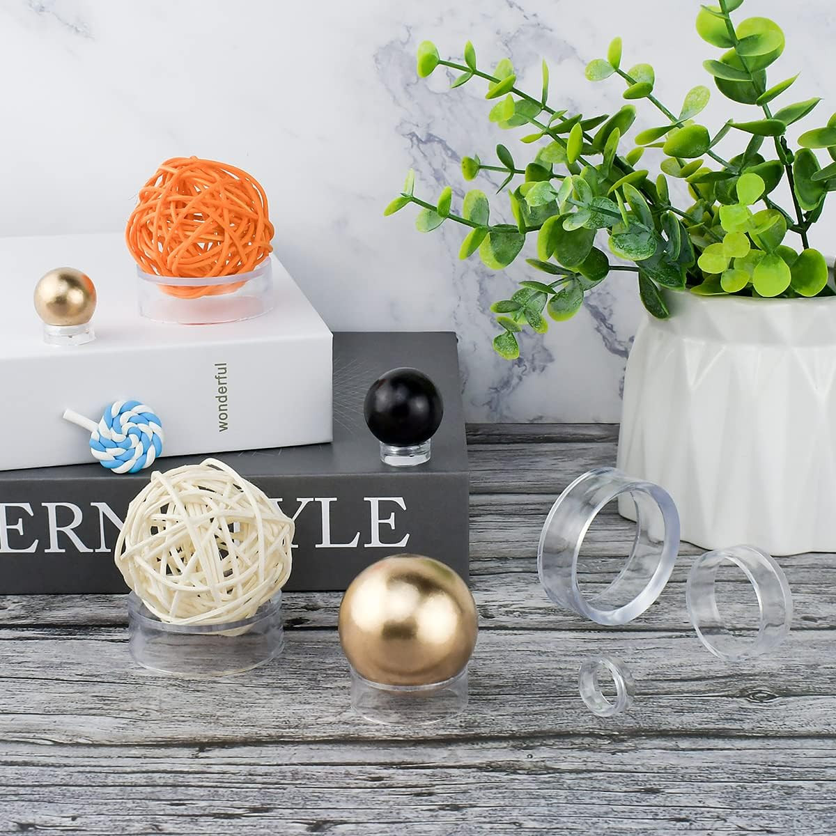 12Pcs Acrylic Sphere Stand Clear round Sphere Holder Plastic Display Stand