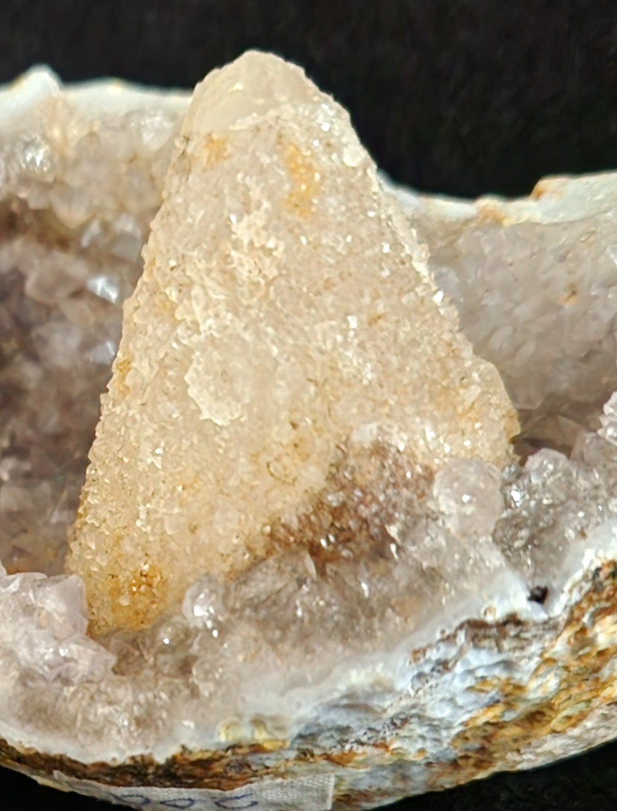 Calcite on Amethyst Geode – Nashik India – 5.25″ Cabinet Specimen
