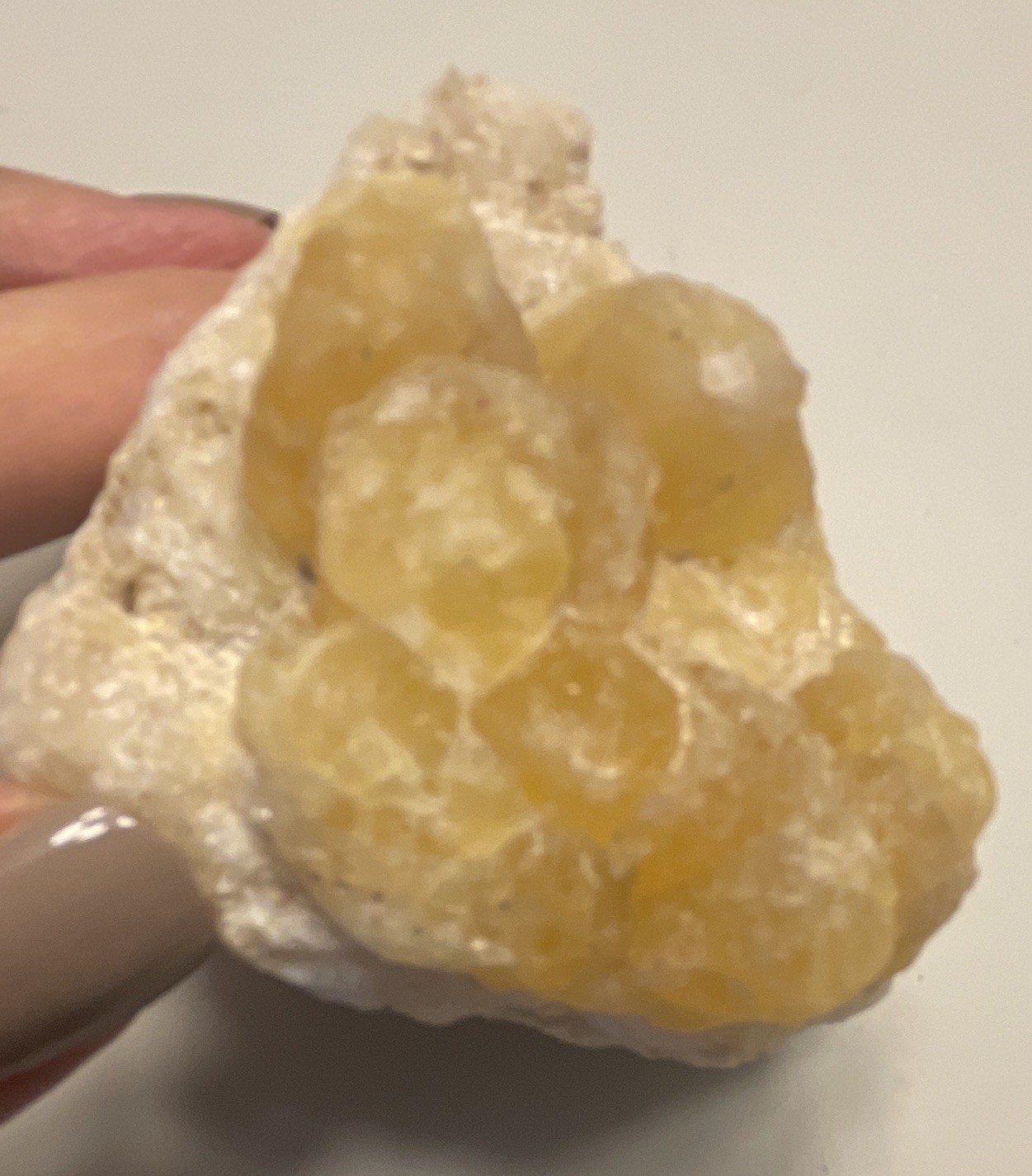 Botryoidal Yellow Fluorite Specimen Crystal Cluster on Matrix Rough Mineral