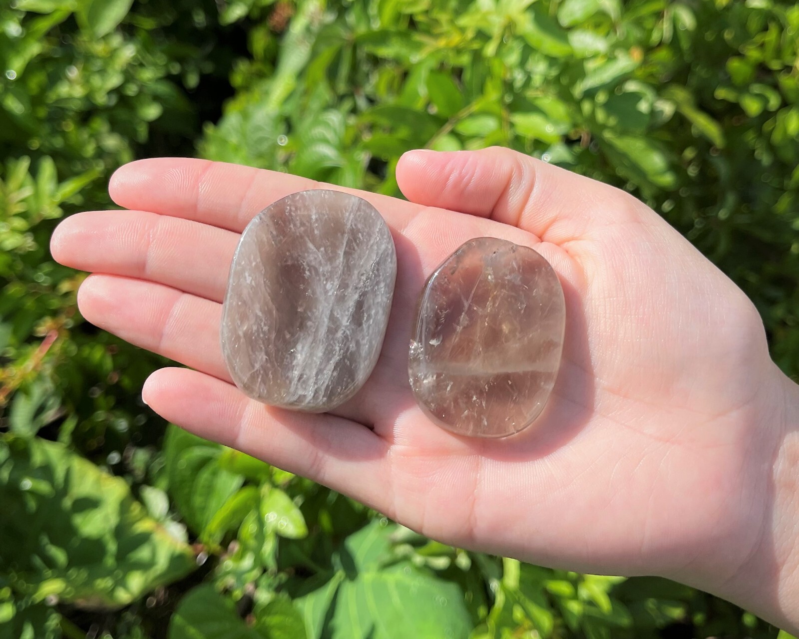 Smoky Quartz Pocket Palm Stone MEDIUM (Smooth Polished Quartz Worry Stone)
