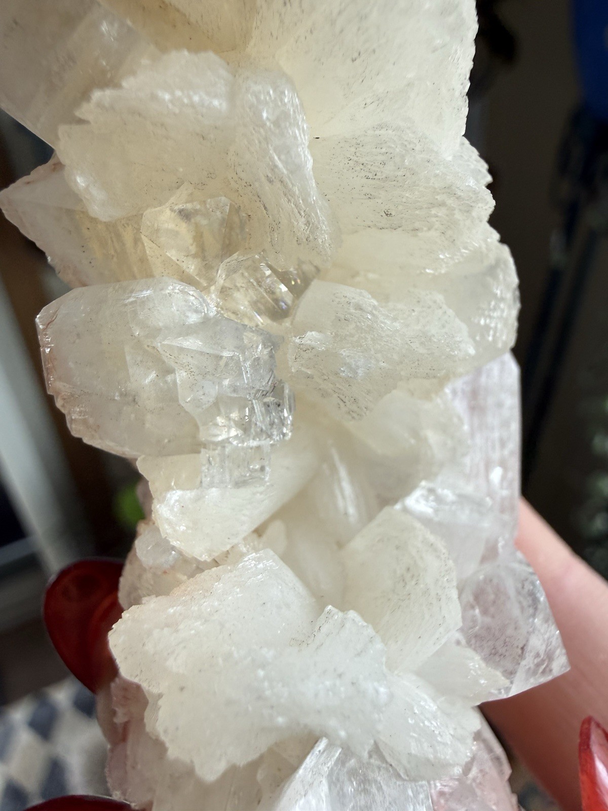 White Apophyllite Mineral Specimen with Green Matrix, Approx. 5.25 Inch