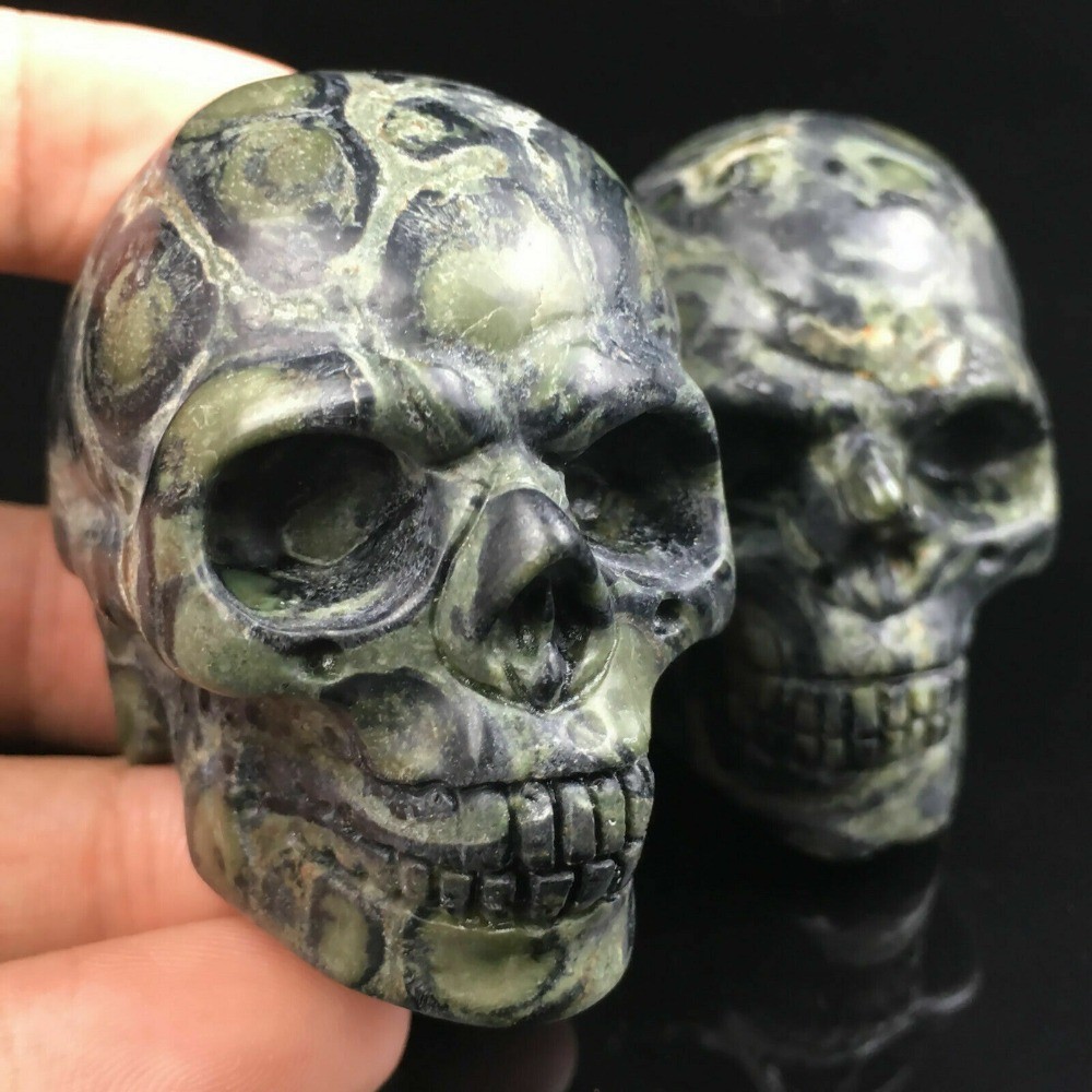 2″ Natural Kambaba Jasper Quartz Crystal Skull Carved Skull Reiki Healing 1pc