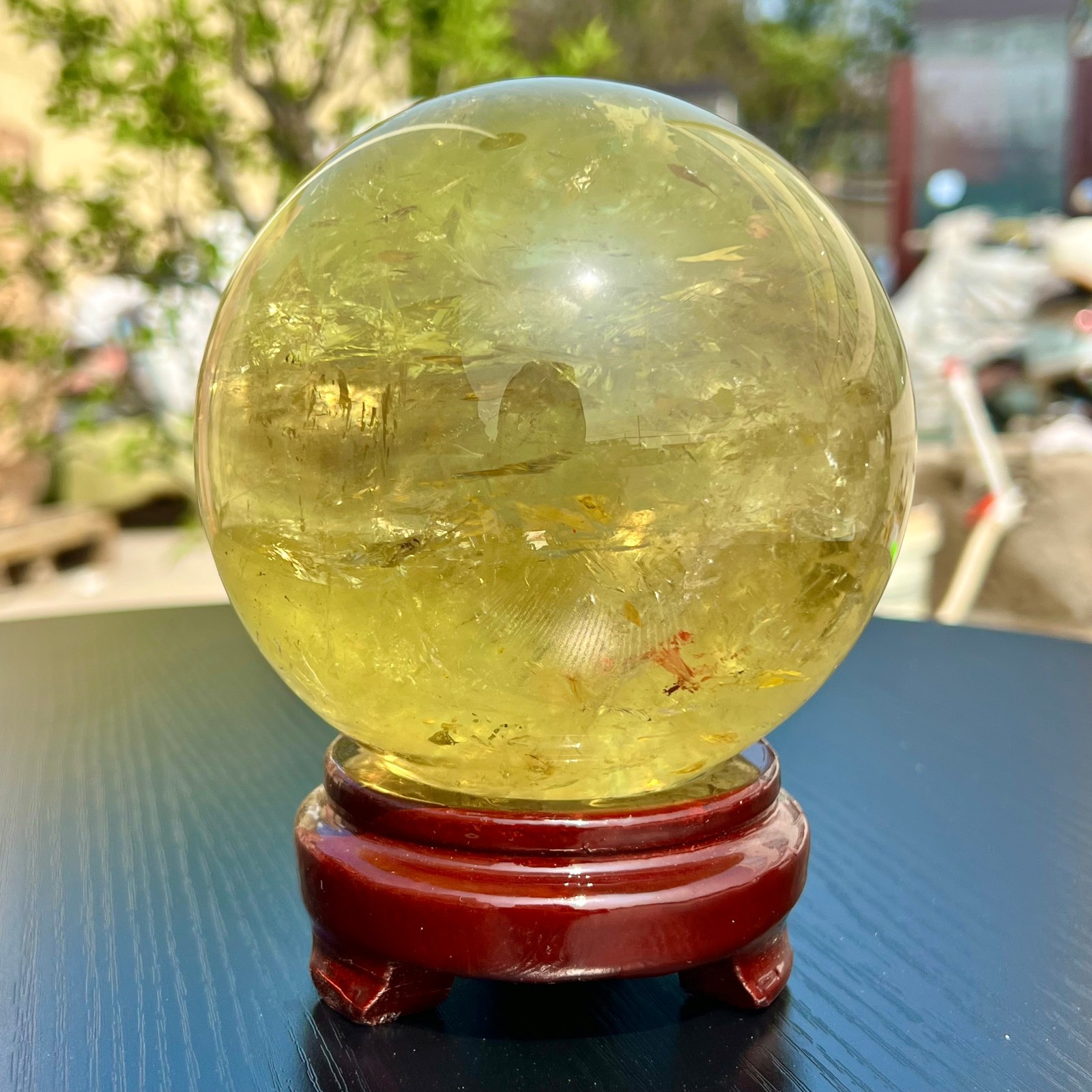 5LB Top Natural Citrine Sphere Quartz Crystals Reiki Ball Gems Decorate Gift