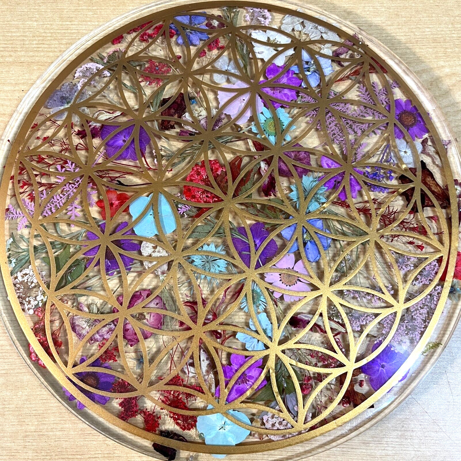 Grid Flower of Life Charging Plate Sacred Geometry Disc 11”