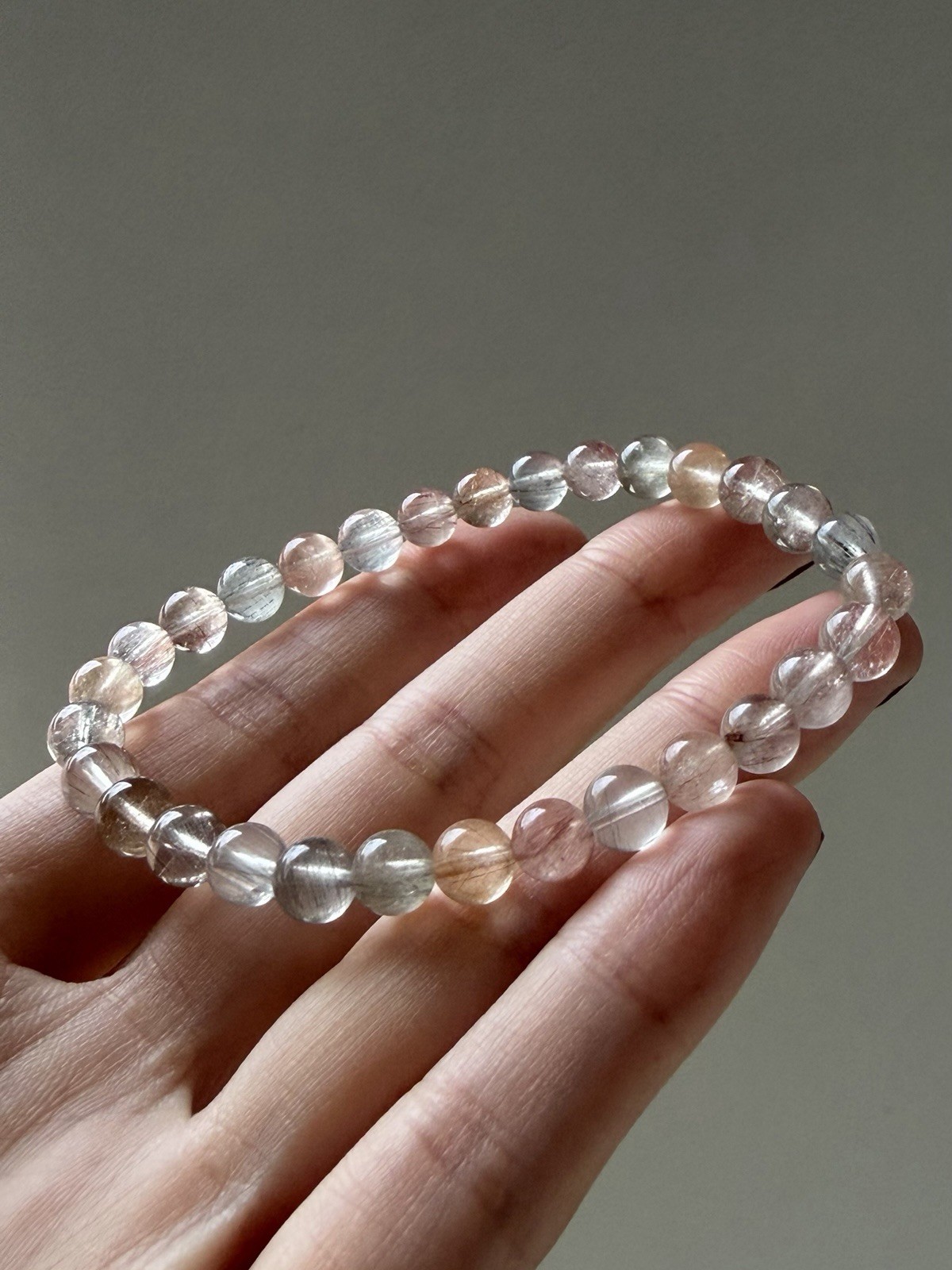 Natural Pastel Transparent Rabbit Hair Quartz Bracelet | Soft Needle Rutile 6mm