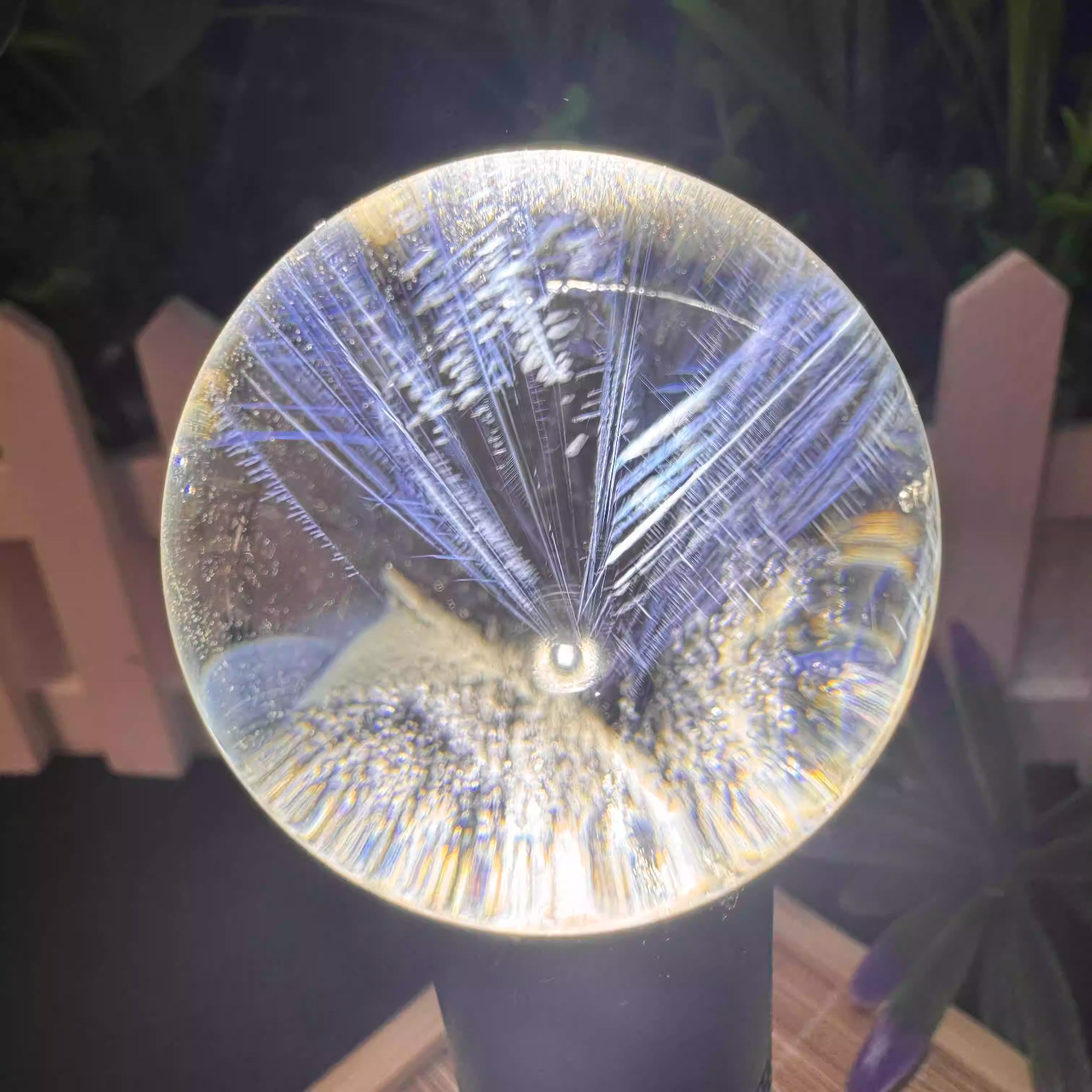 40mm Natural clear crystal sphere Blue needle quartz ball energy Reiki therapy