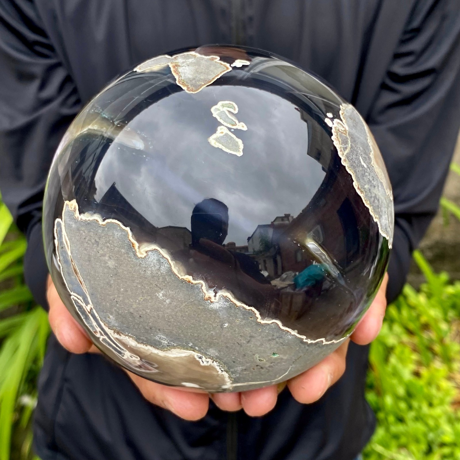 3.96LB Natural Amethyst Agate Ball Quartz Crystal Sphere reiki healing gem
