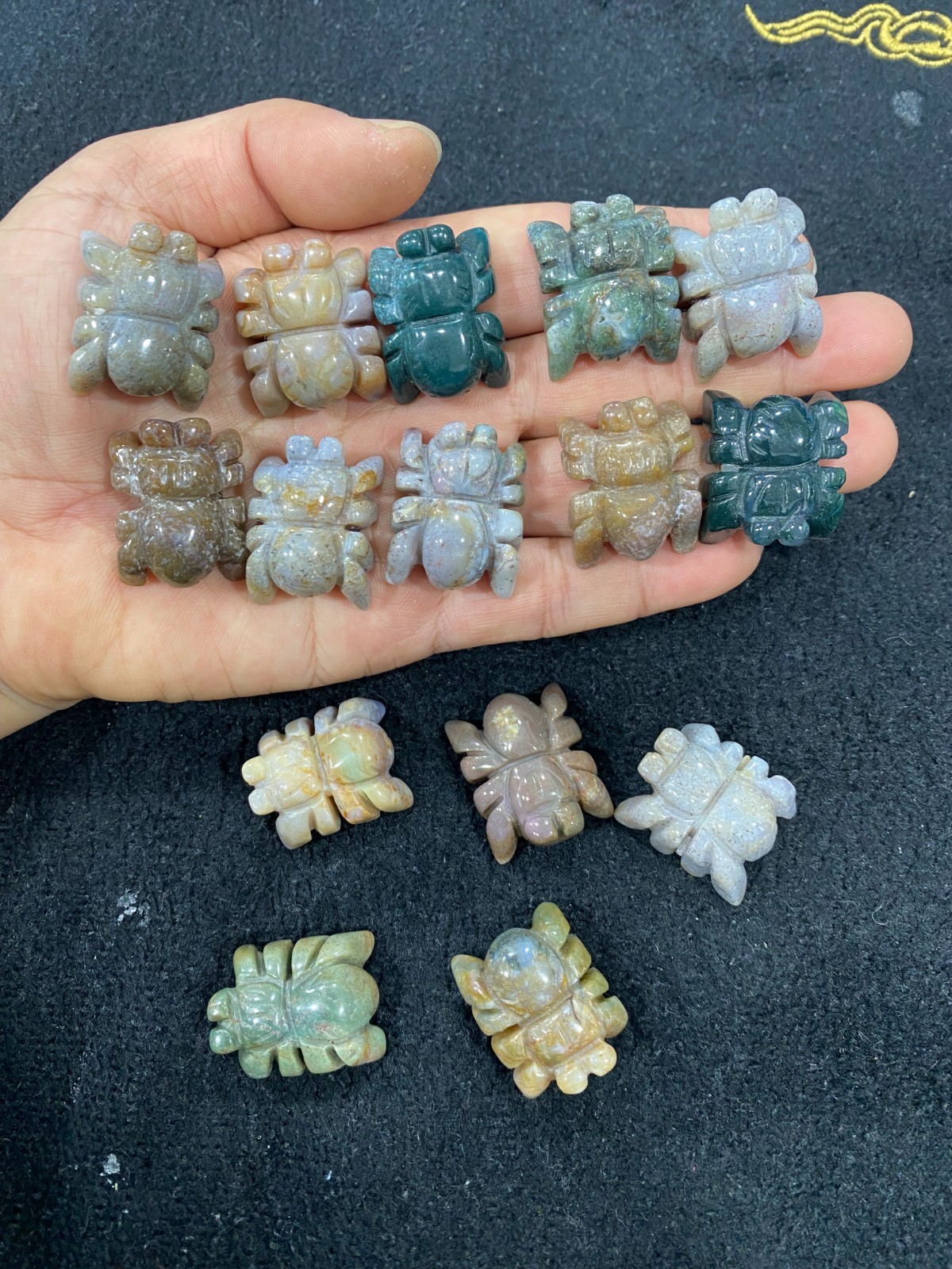 5pcs Natural Ocean jade Quartz Carved Spider skull Crystal reiki healing gift