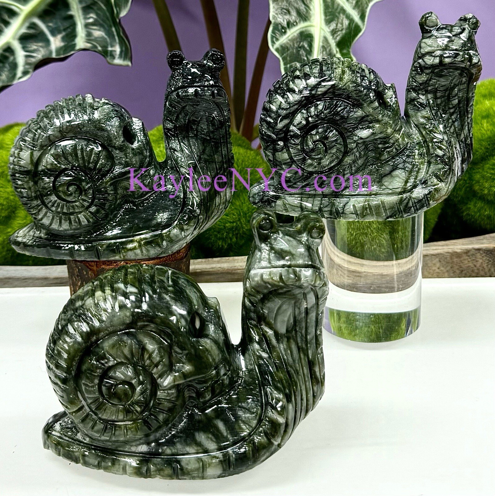 Wholesale Lot 3 Pcs Natural Nephrite Jade Snails Crystal Energy