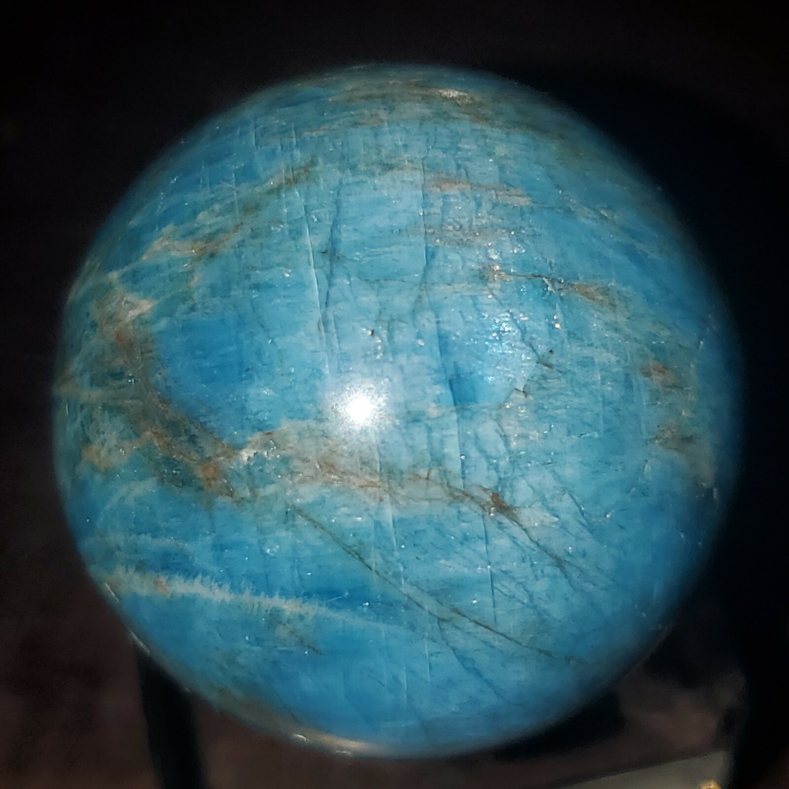 Blue Apatite Sphere Orb Ball Marble 32mm, 55g