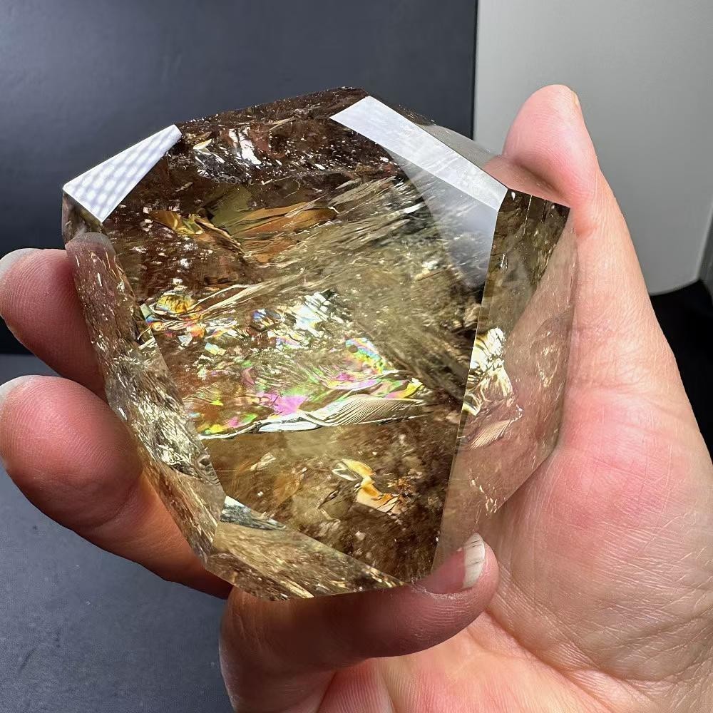 494g Natural Citrine Quartz Carved Freeform Crystal Reiki Healing Decor