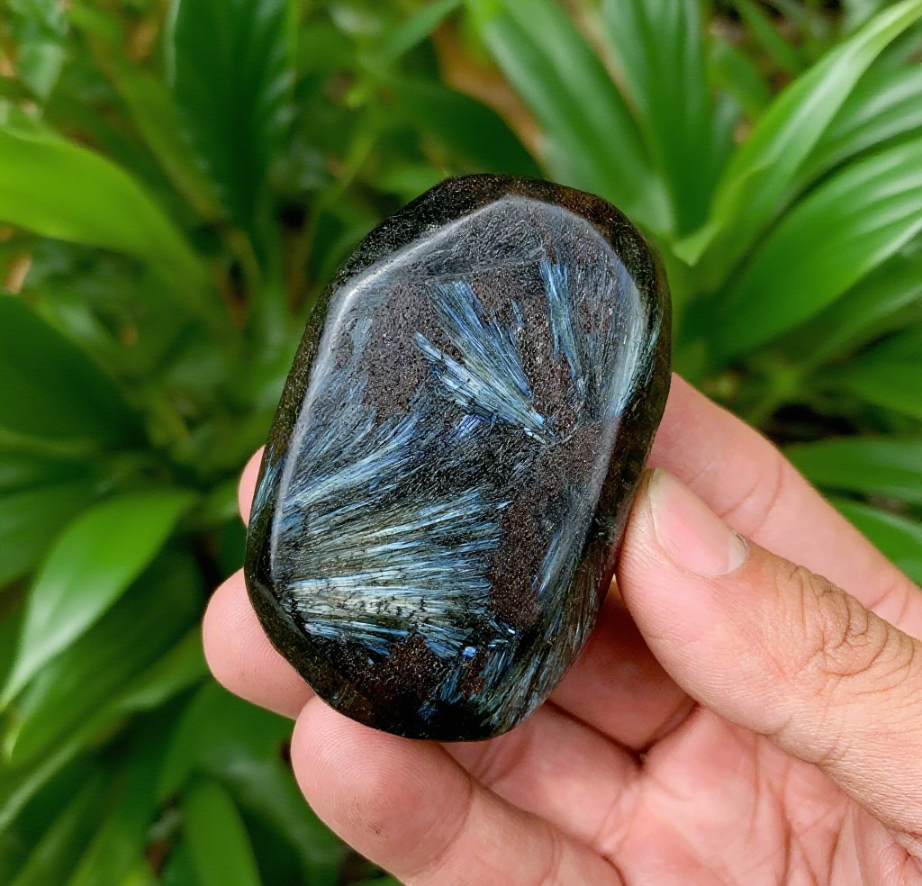 2in+ Arfvedsonite Palm Stone Healing Crystal Fireworks Stone Mineral Specimens