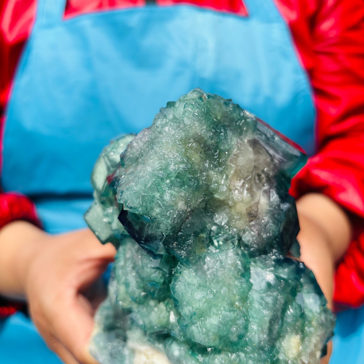 3.93LB Natural Green Fluorite Crystal Cluster Cubic Fluorite Specimen healing