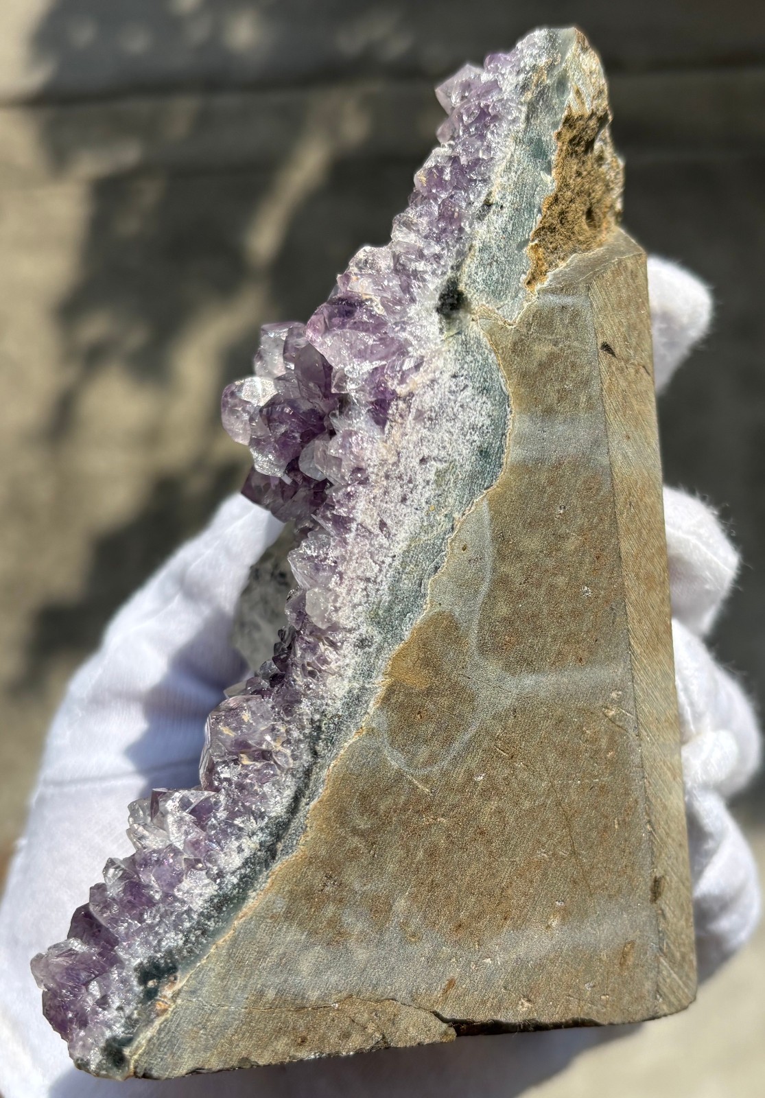 USA SALE 629g/1.38LB AMETHYST with CLEAR CALCITE SPECIMEN FREE STANDING FREEFORM