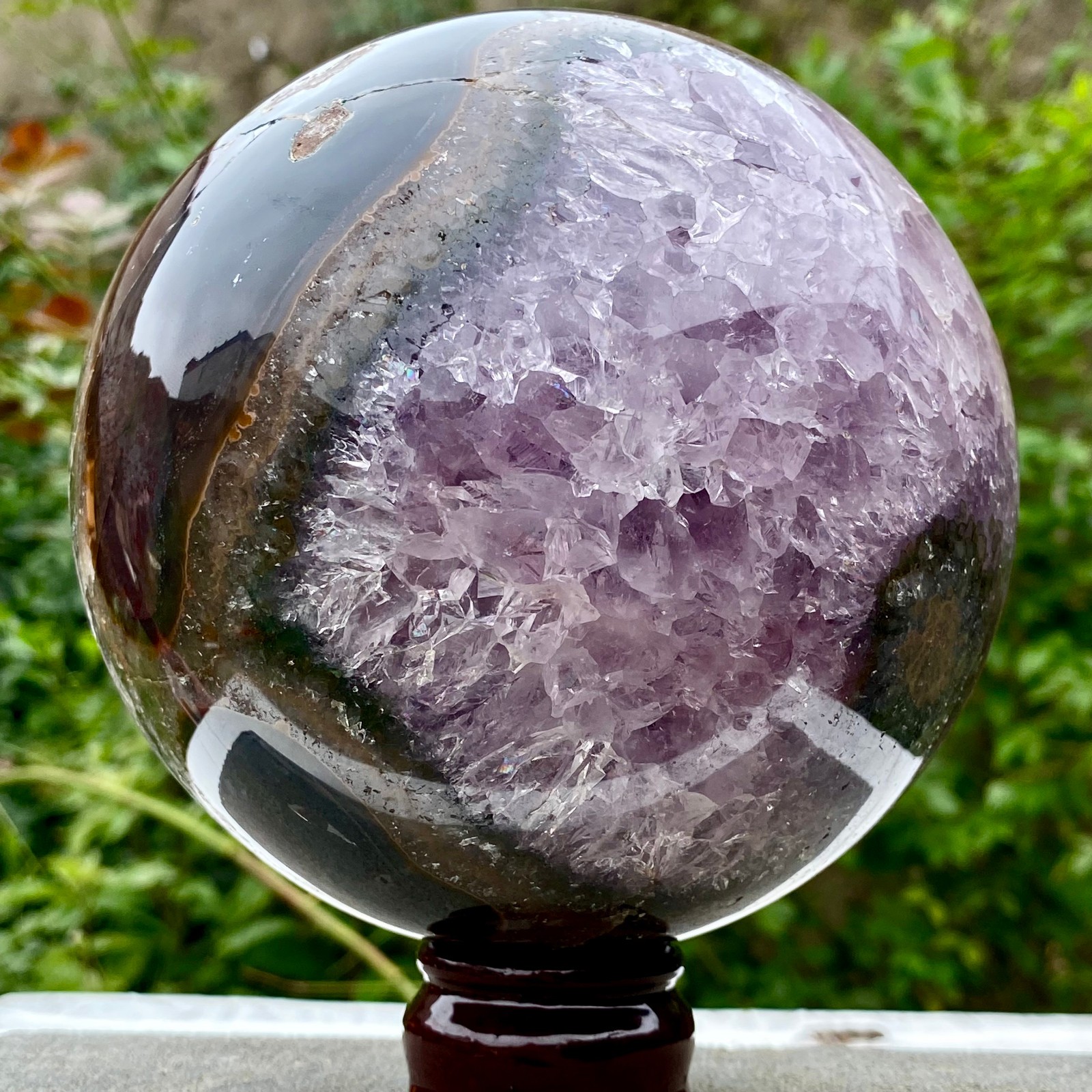 5.9LB Natural Amethyst Agate Sphere Polished Healing Crystal Ball Home Fe
