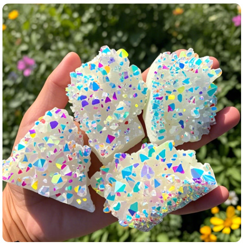 Titanium Rainbow Cluster | Angel Aura Geode Quartz Crystal Specimens Home Decor