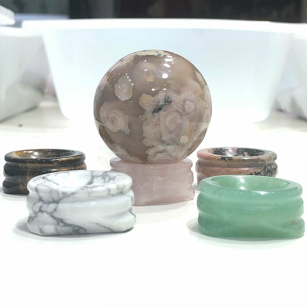 Natural Crystal Ball Holder Base Display Sphere Egg Support Stand Stone Home