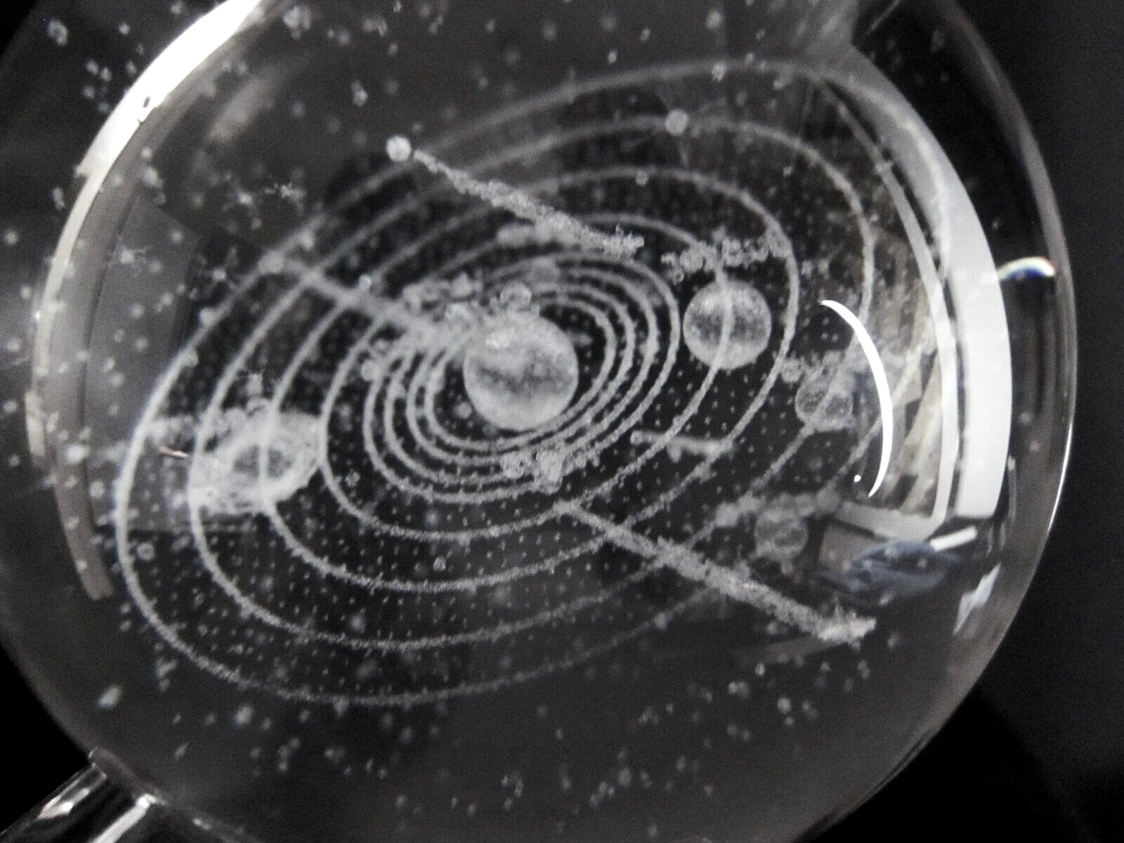 Laser Engraved Solar System 3D Glass Globe 2 1/2″ Diameter Lucite Square Stand