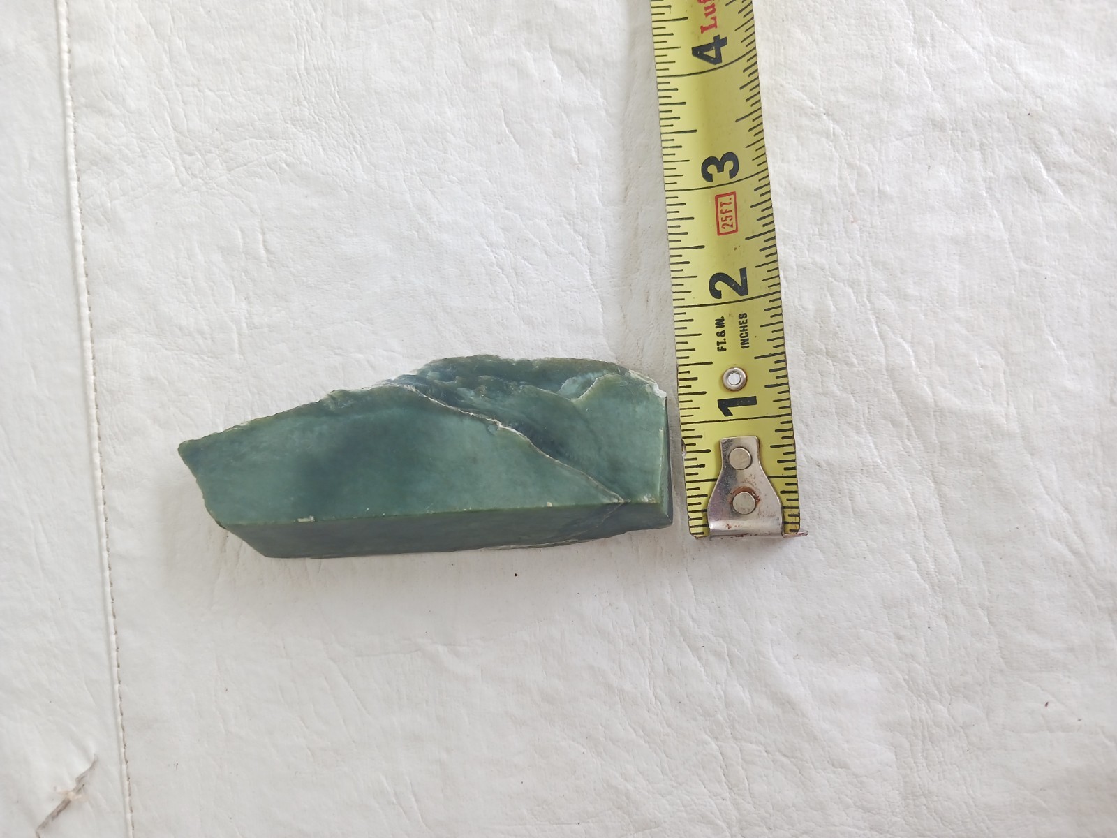 polished Green Nephrite Jade Stone Slab Wedge Shape #153g 5.25″ X 1.75″ X 1″