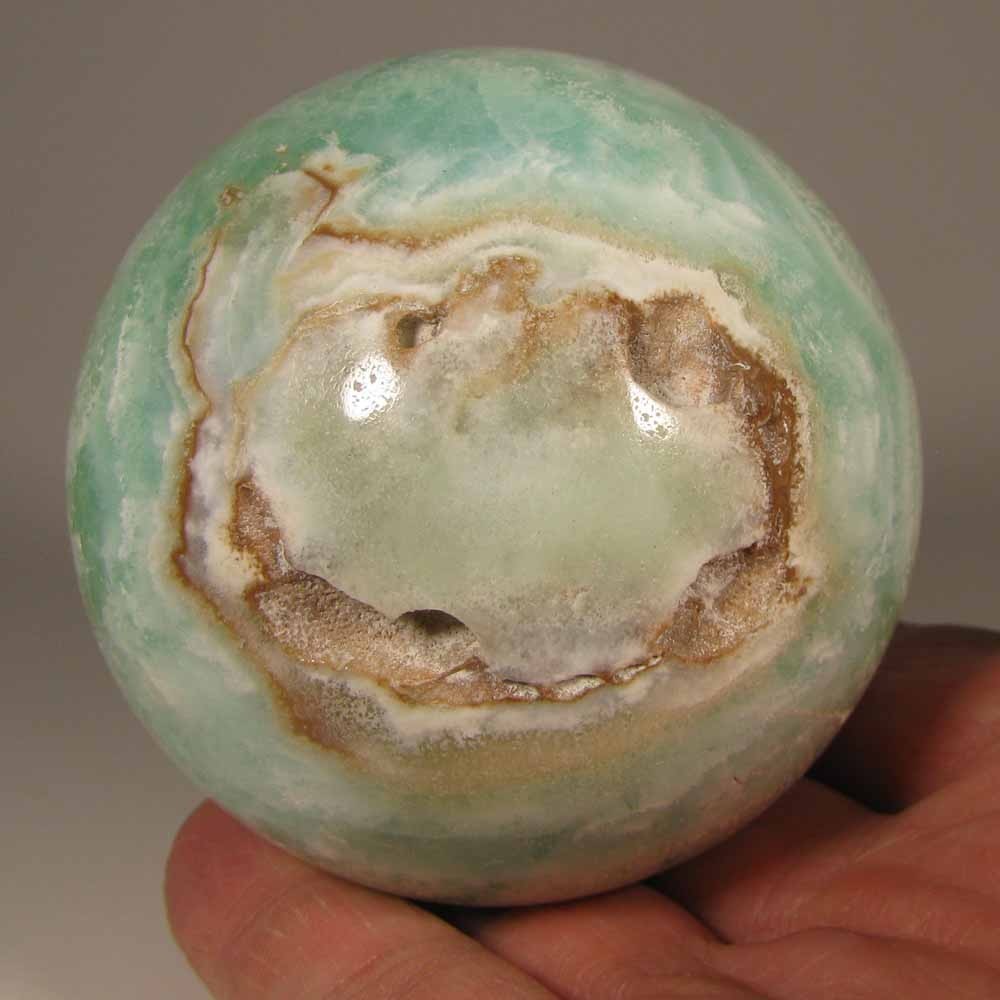 2.8″ Blue CARIBBEAN CALCITE Aragonite Sphere w/ Stand– Afghanistan – 71mm – 1 lb