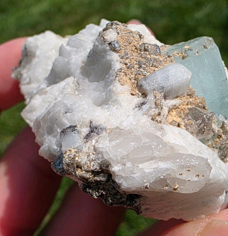 Aquamarine Crystal on White Feldspar Matrix — Natural Mineral Display Specimen