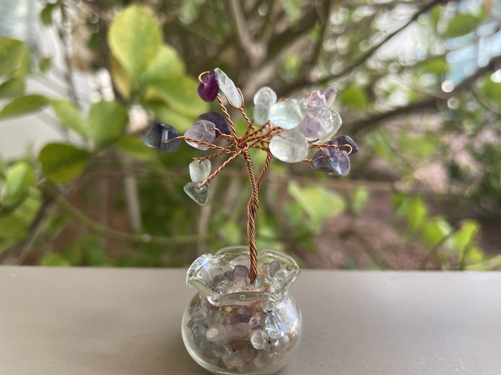 Fluorite Crystal/Gemstone Mini Tree In Pot Chips 19G 2 1/2″ x 1″