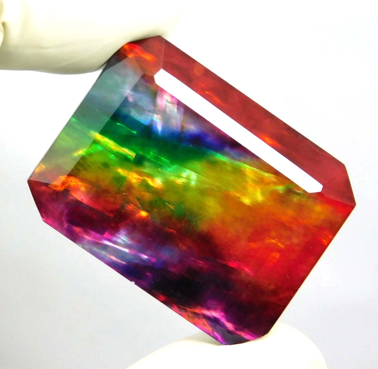 Doublet 50.70Ct Emerald Natural Ammolite Opal-Like Organic Loose Gemstone 5SJC