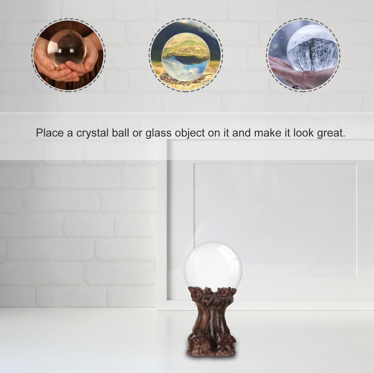 Wooden Stand for Crystal Sphere Quartz Ball Holder Wood Display Stand Base Orb E