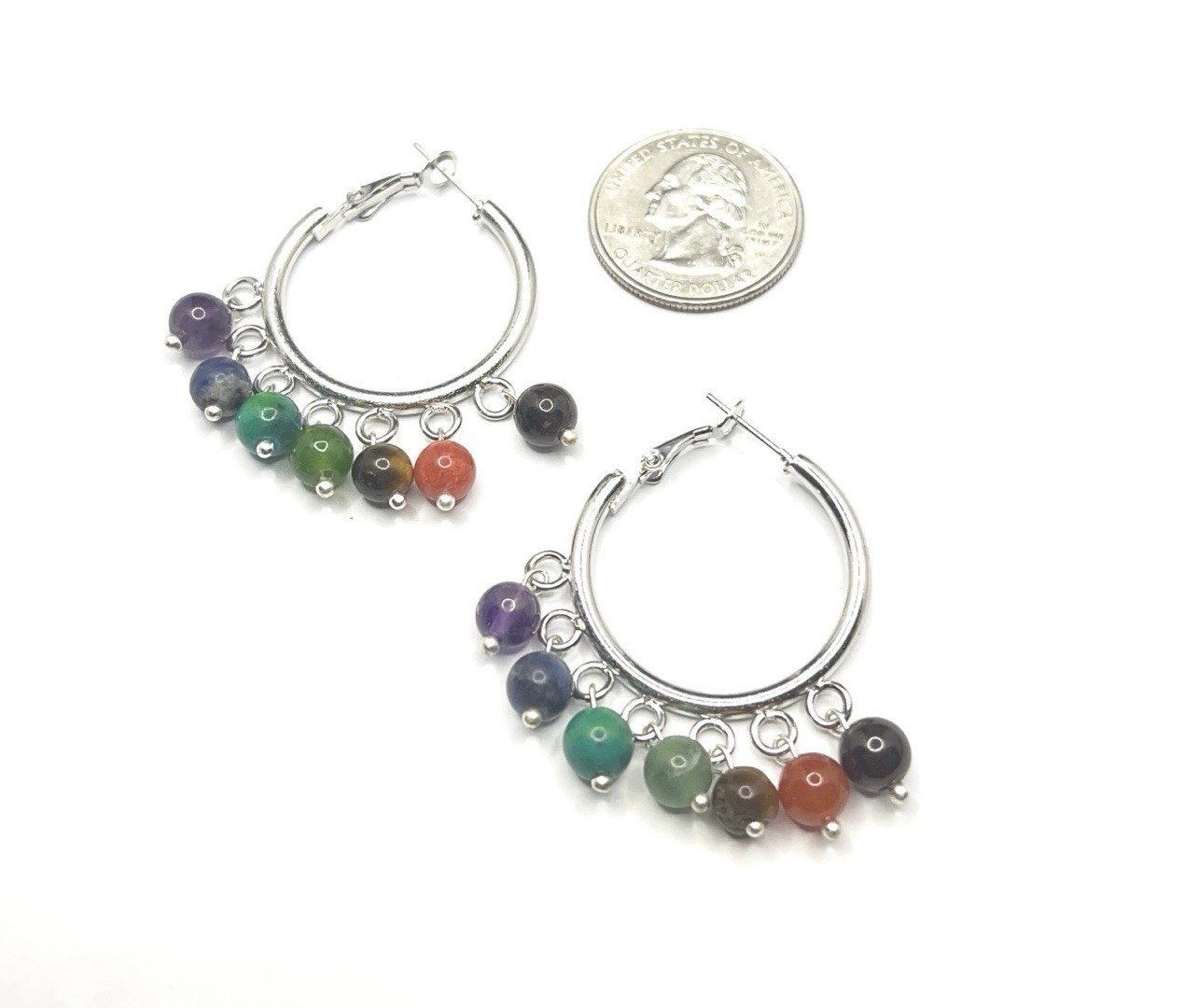 7 Chakra Genuine Stone Earrings