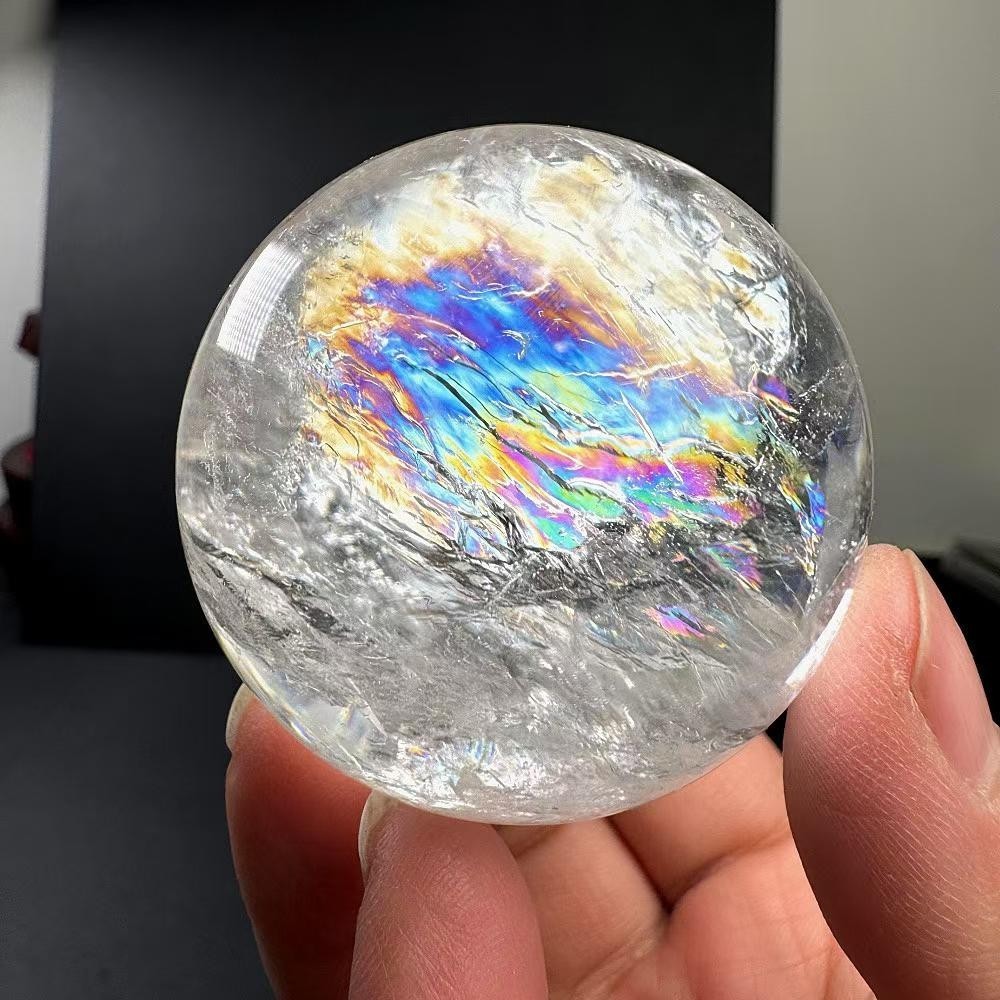 175g Natural Rainbow White Quartz Sphere Crystal Ball Reiki Decor