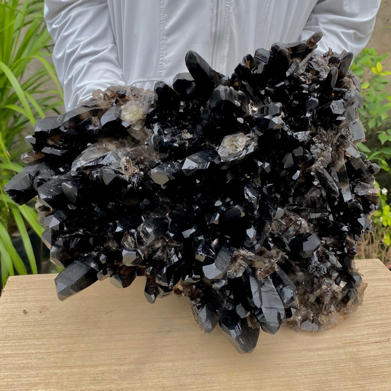 36.7LB Large Natural Smoky Black Quartz Cluster Crystal Specimen Healing