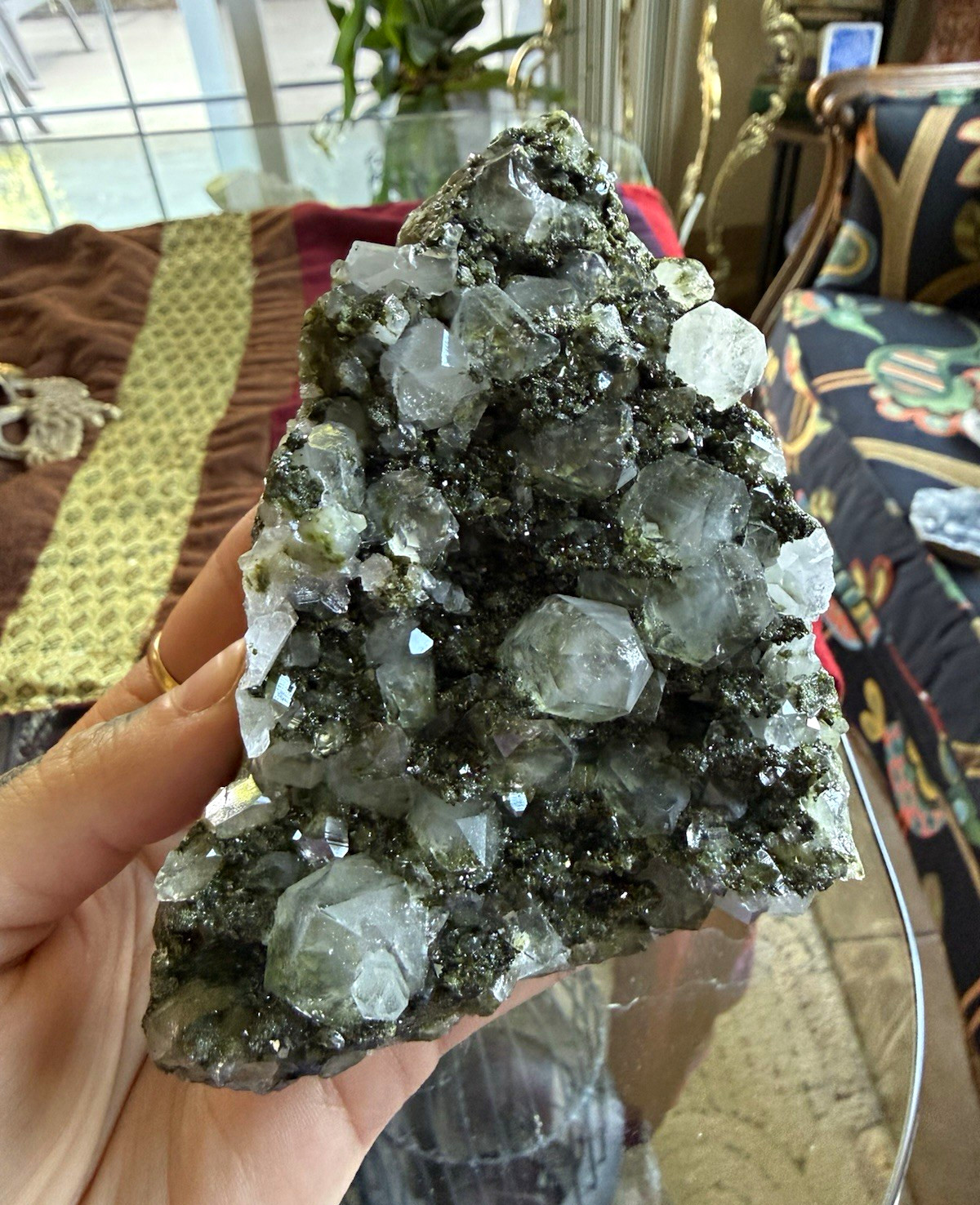 Forest Fairy Epidote on Quartz Crystal Specimen – Turkey