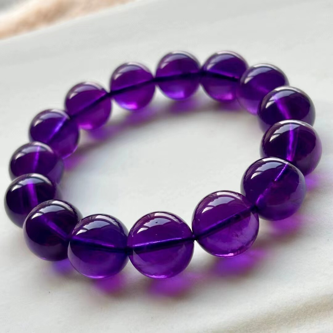 15mm Natural Uruguay Amethyst Quartz Purple Round Beads Jewelry Bracelet AAAA