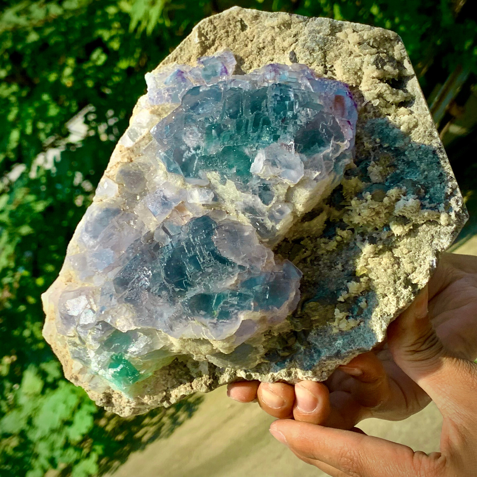 5LB pound rare transparent blue cubic fluorite mineral crystal sample/China-