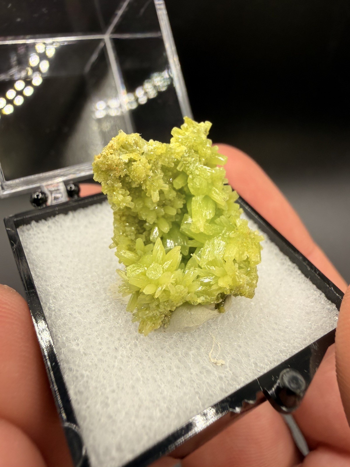 Vibrant Lime Green Pyromorphite Crystal Cluster (Thumbnail) – Guilin, China
