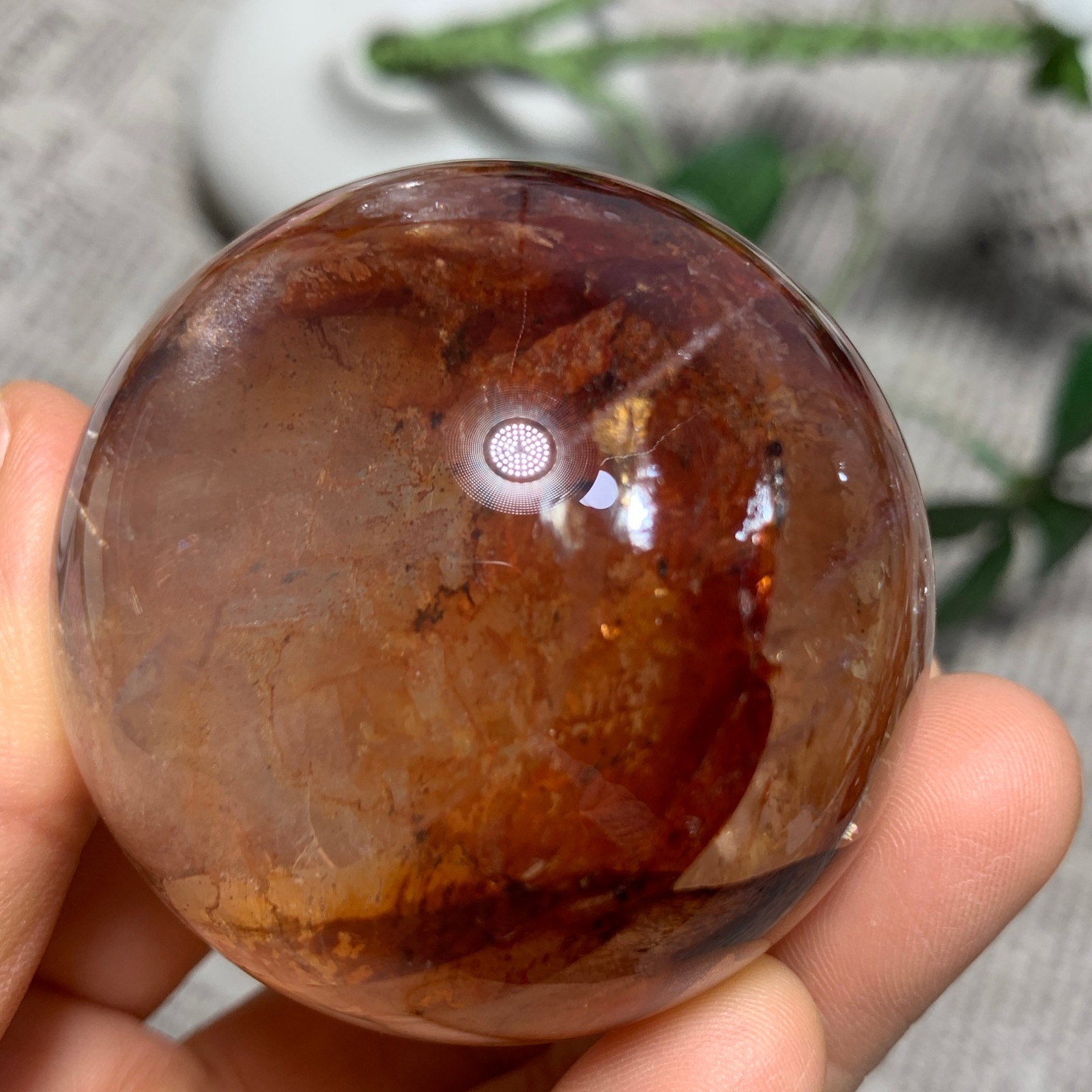 216G Natural Red Gum Flower Ball Crystal Sphere Specimen Energy Healing Reiki
