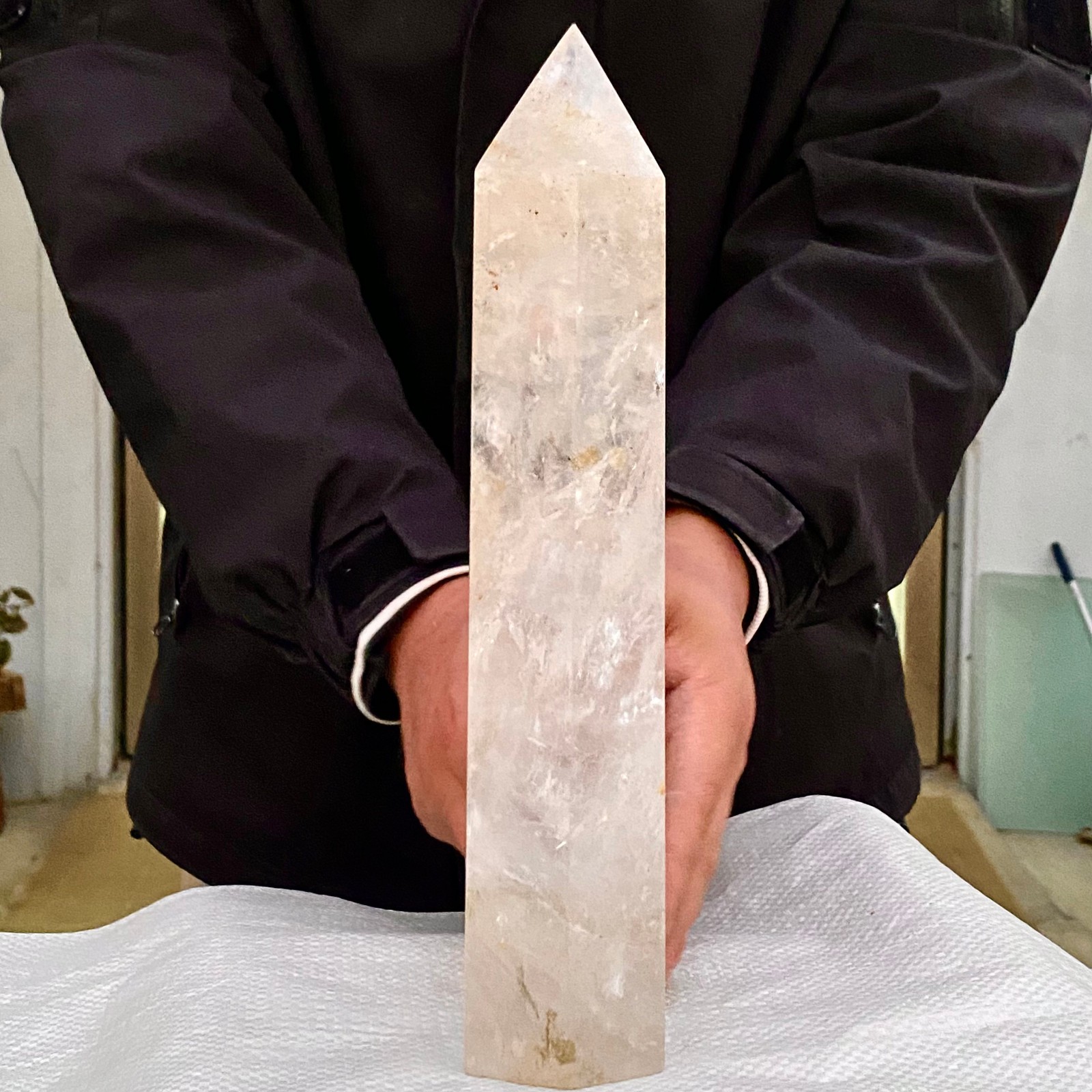 4.1LB Large Natural Clear Quartz Crystal Wand Point Obelisk Specimen Reiki