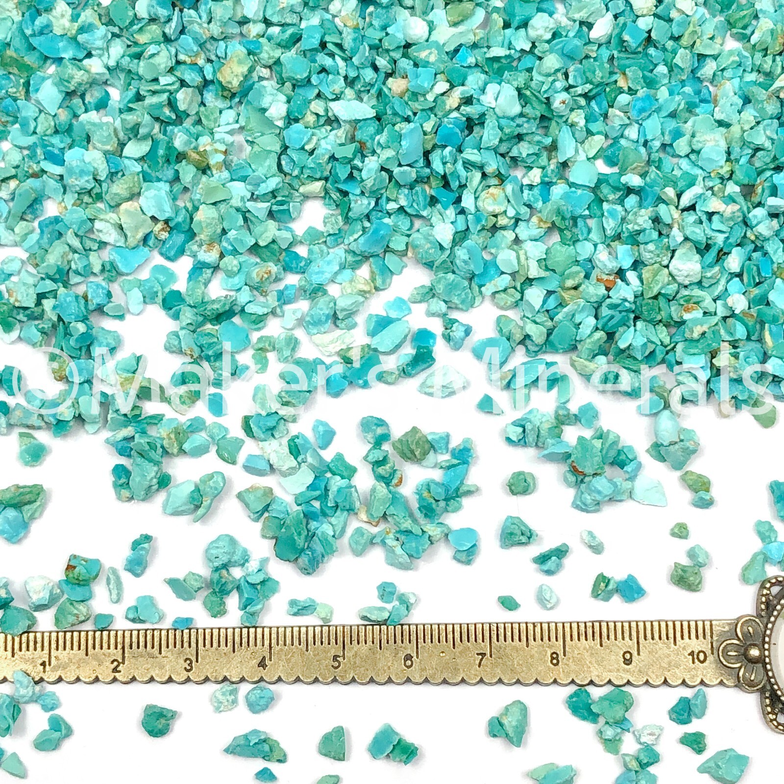 Crushed Blue-Green Fox Turquoise A+ Chips, 2mm-4mm for Woodworking Inlay