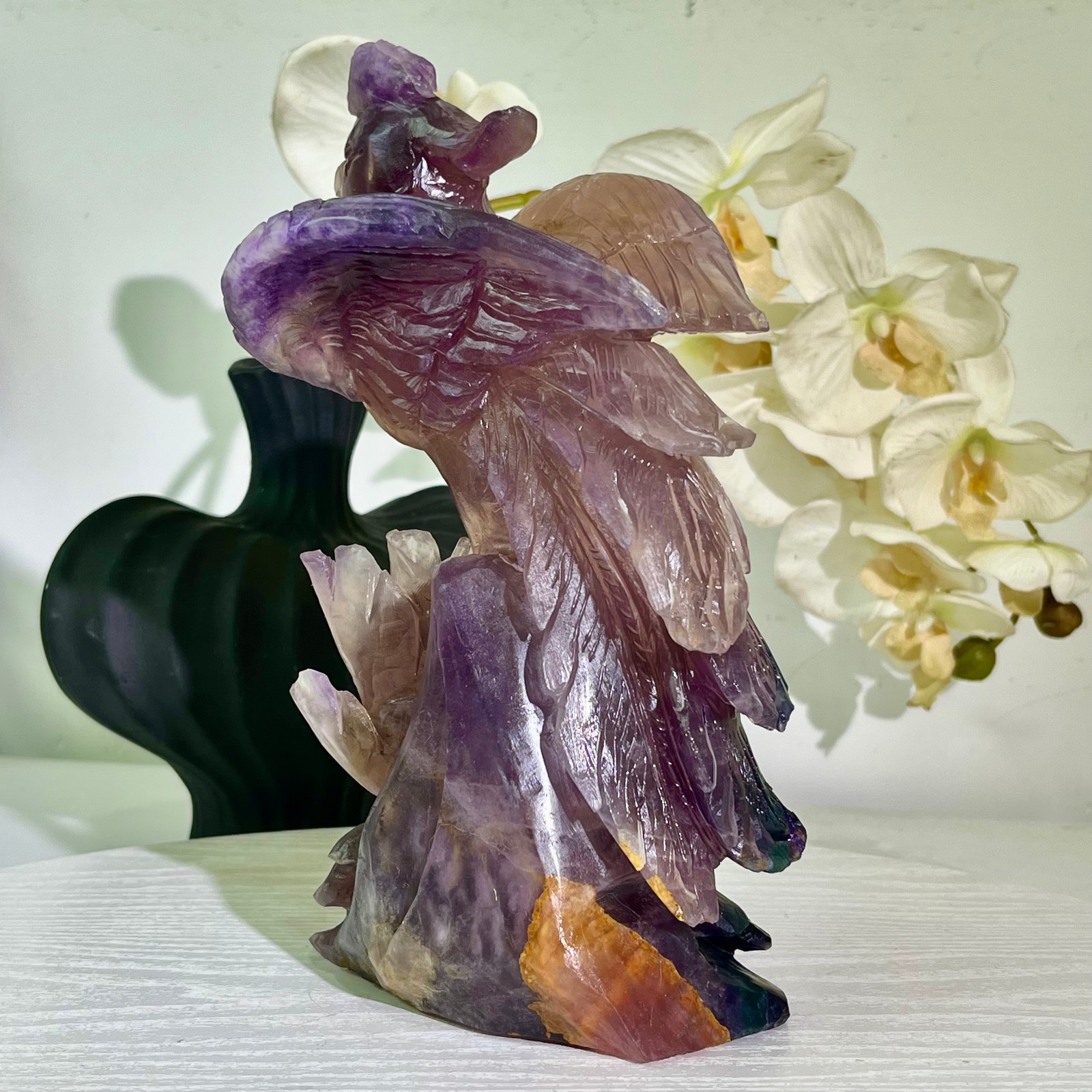 6.43LB Natural fluorite quartz products, hand carved and polished spiritual orn