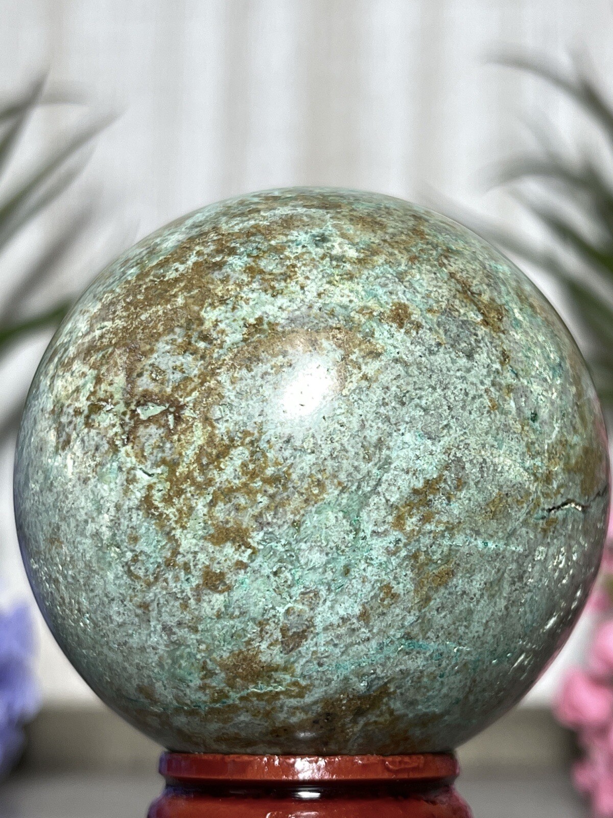 PHOENIX SPHERE 💚 Green Blue Mineral Copper Ore Malachite Turquoise Crystal Orb