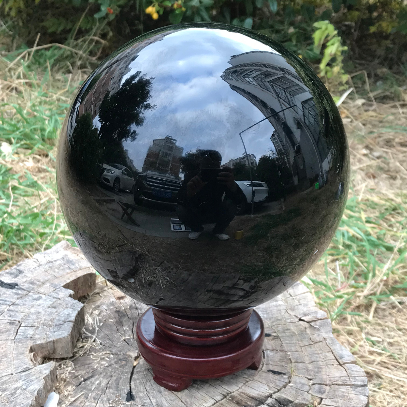 22LB TOP Natural obsidian Quartz Sphere Crystal Ball Healing+stand
