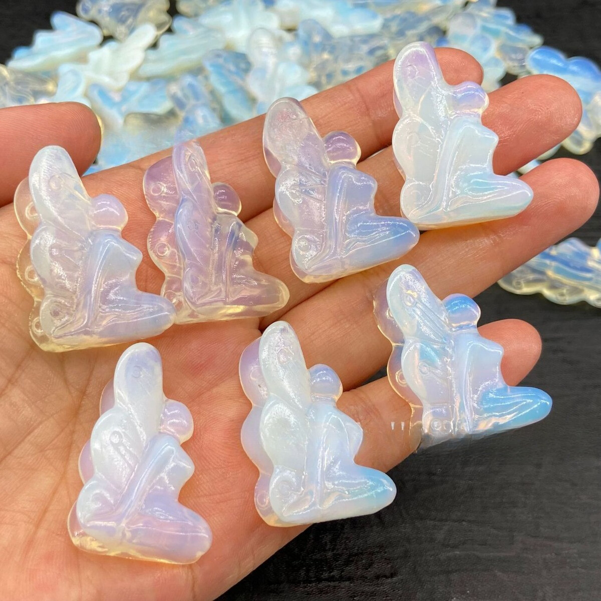1.2″ Natural Fluorite Butterfly Fairy Carved Quartz Crystal Skull Healing 1PC