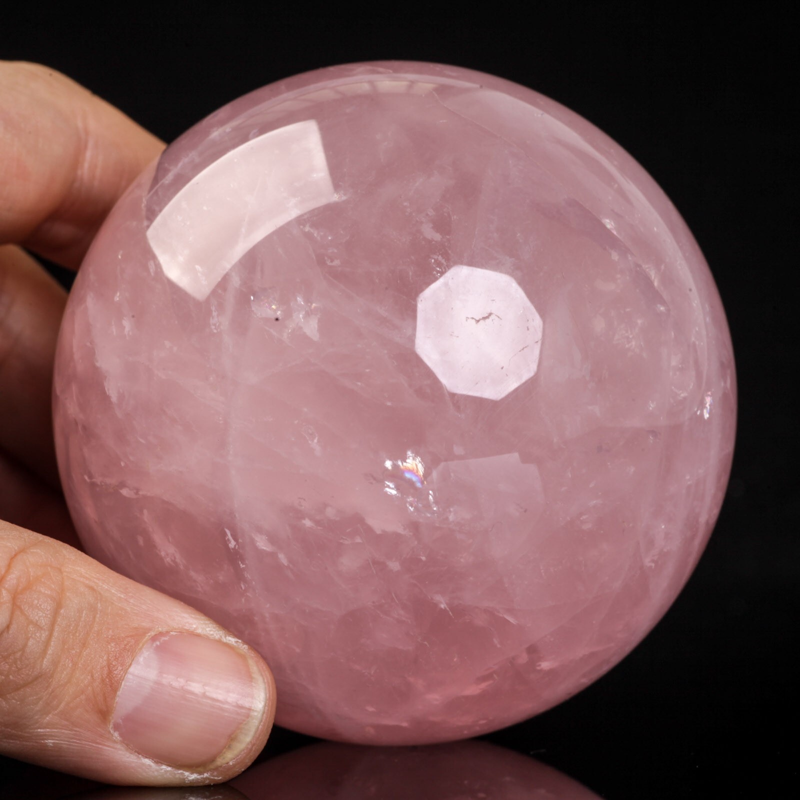 513g72mm Rose Quartz Sphere Crystal Ball Healing Natural Pink Decor Energy Stone