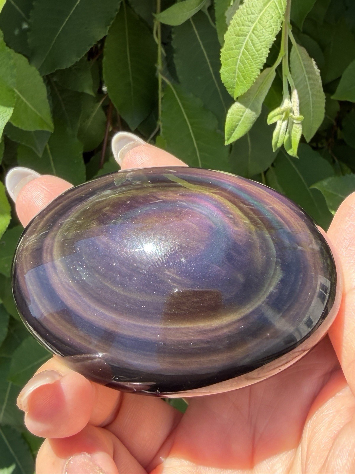 Wholesale Lot 2 Lbs Natural Rainbow Obsidian Palm Stone Crystal Healing