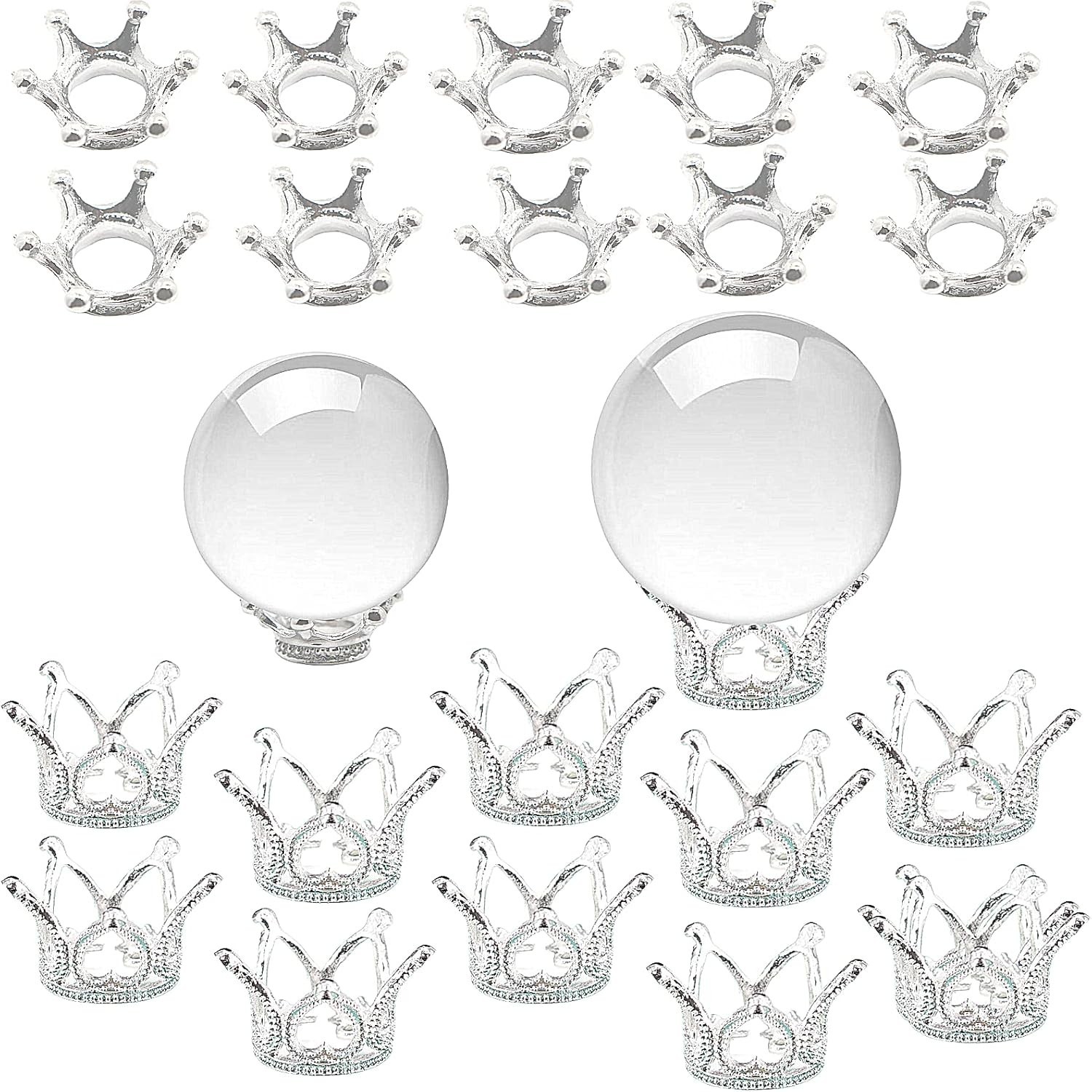 20PCS 2 Sizes Metal Sphere Stands Globe Stone Holders Crystal Ball Displays Mini