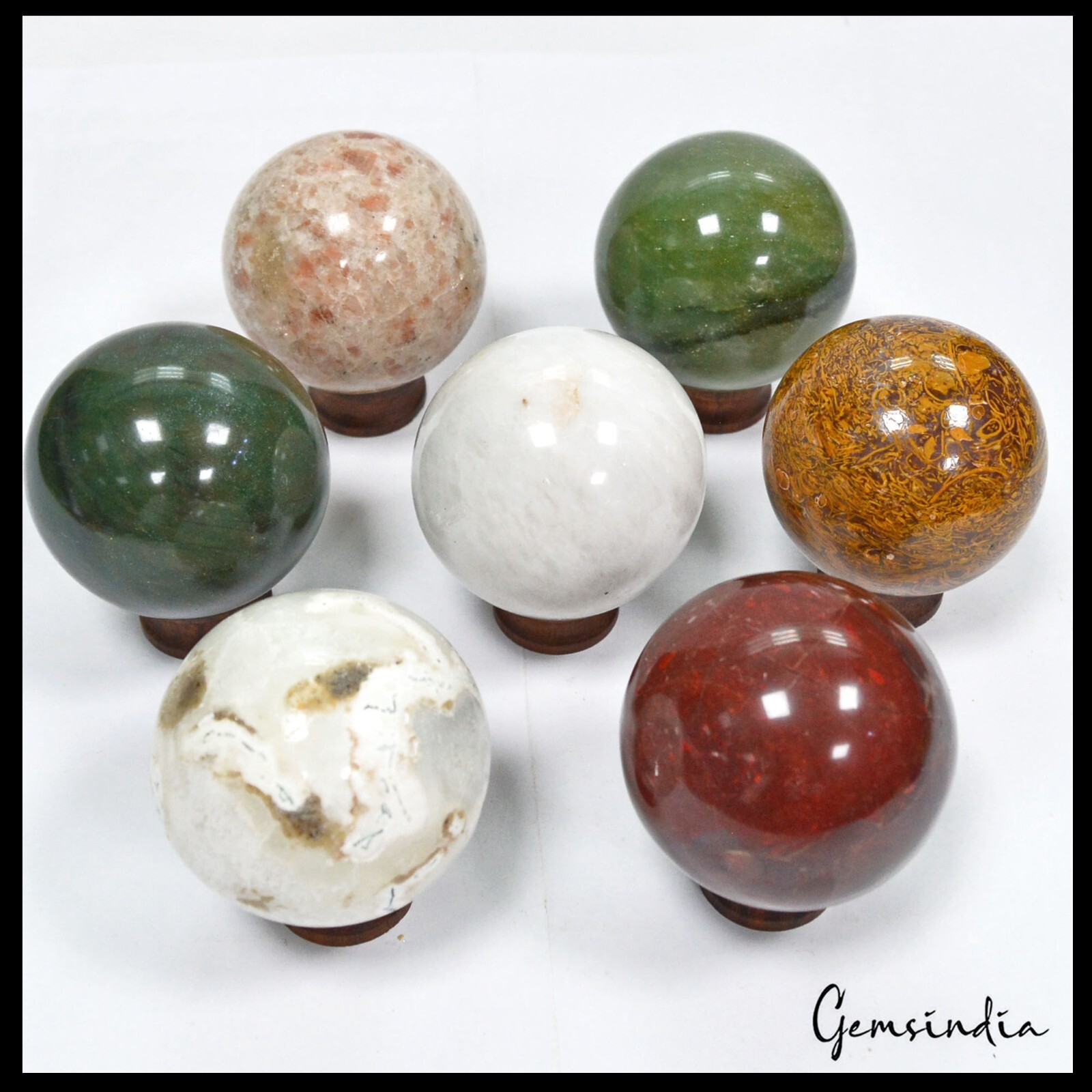 8900 Ct Natural Untreated Multi Gems Healing Crystal Mineral Sphere Gems W Stand