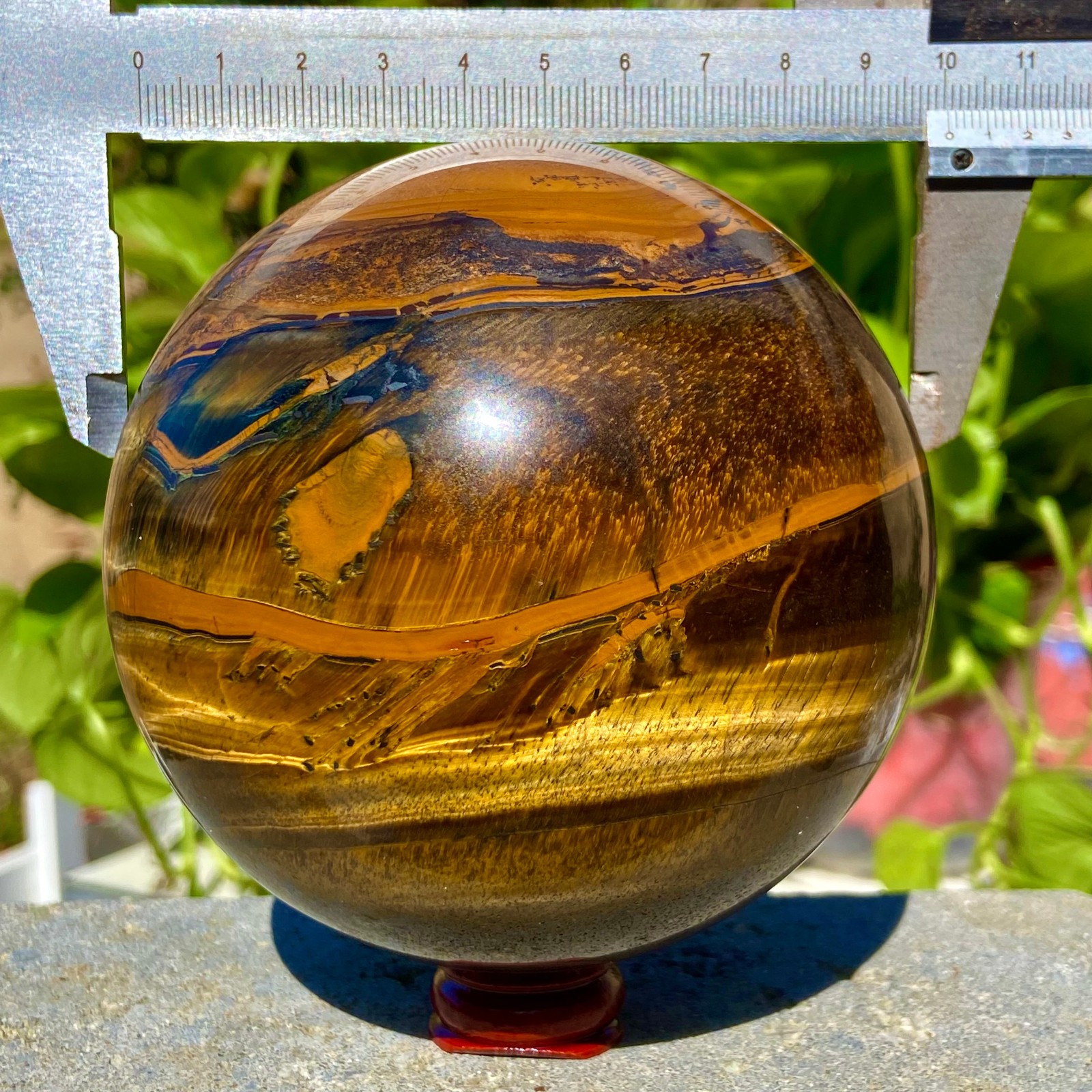 3.41LB Natural Tiger’s eye stone quartz Sphere crystal ball rock Healing